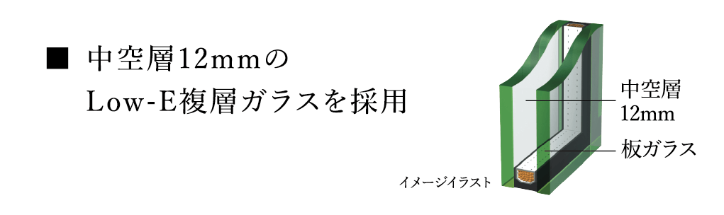 ■ 中空層12mmのLow-E複層ガラスを採用