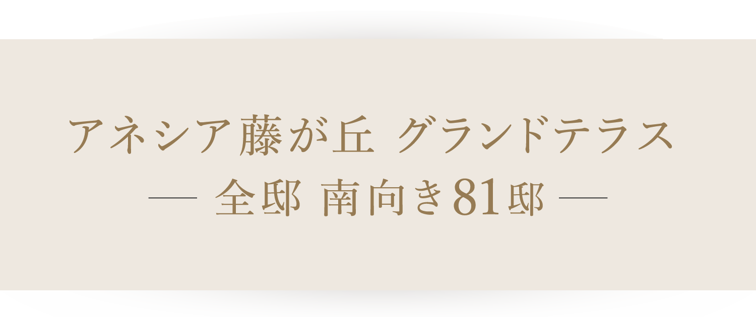 アネシア藤が丘 グランドテラス 全邸 南向き81邸 美しい日常を整える、プライベートラグジュアリー。